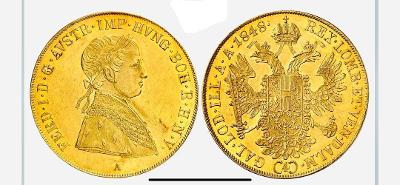 Zlatý 4 Dukát 1848 Ferdinand V. Atraktivní exemplář. RR!