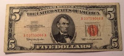 USA 5 Dollars 1963 A 03759066 A, stav F