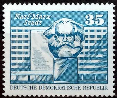 DDR: MiNr.1821 Marx Monument, Karl-Marx-Stadt 35pf Buildings GDR**1973