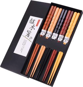 Japonské dřevěné hůlky 5 párů/ omyvatelné/ 22,5cm/ TOP/ Od 1 kč |010|