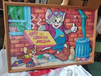 Zarámované nalepené puzzle Tom a Jerry 