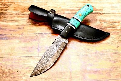 57/ Damaškový lovecky nůž. Rucni vyroba