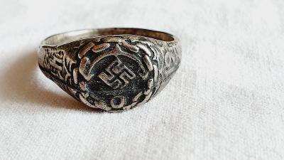 Pánský prsten - SVASTIKA 1941 - obecný kov.