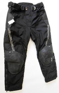 Textilní zkrácené kalhoty s kůží - vel. 26, pas: 84-92 cm