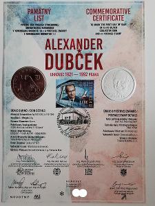 Pamätný list 10€/2021 - Alexander Dubček - 100. výročie narodenia