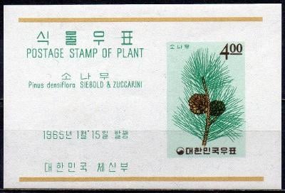Jižní Korea-Flóra I. / Borovice korejská 1965**  Mi.Bl.199 / 4 €