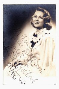 Nataša Gollová - autogram z roku 1943 