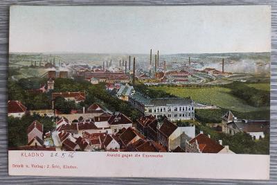 Pohled Kladno - železárny - 1906 - nepoužitá - dlouhá adresa