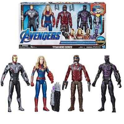 Avengers Sada 4 Figurek 30 cm Černý Panter Iron Man Kapitan Marvel