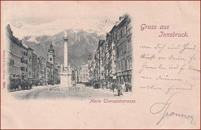 Innsbruck * Maria Theresienstrasse, lidé, hory, Alpy * Rakousko * Z318