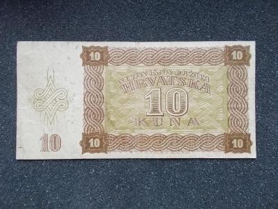 Bankovka Numismatika 10 Kuna 1941 válečné Chorvatsko 