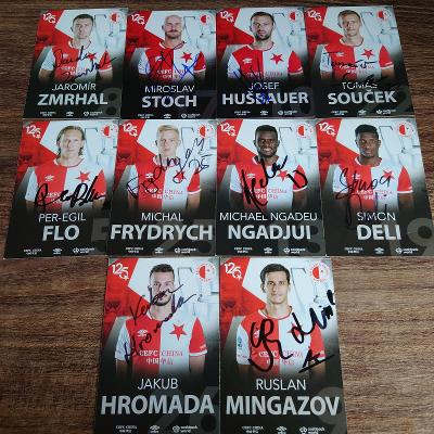 SK Slavia Praha - 10x autogram Souček, Hušbauer, Stoch, Delli, Zmrhal 