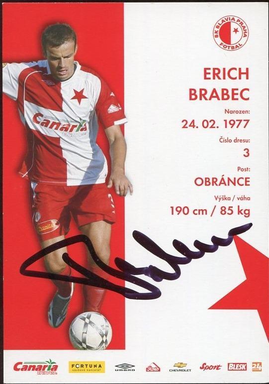 Erich Brabec - Slavia Praha - klubové foto s podpisem - Ostatní sběratelské předměty