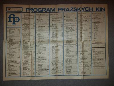 STARÝ PLAKÁT PROGRAM PRAŽSKÝCH KIN - 24 TÝDEN 1985