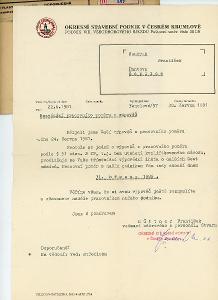 Český Krumlov-Okresní stavební podnik-1981-výpověď z práce- + -obálka