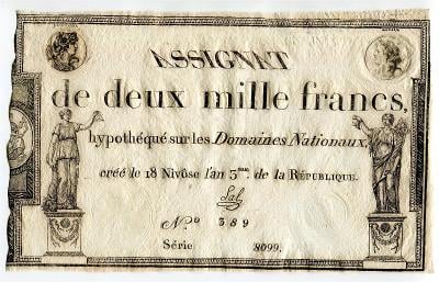 Republika Francúzsko 2000 francs 07.01.1795 assignat Stav!