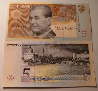 Estonsko 5 krooni 1994 stav AU