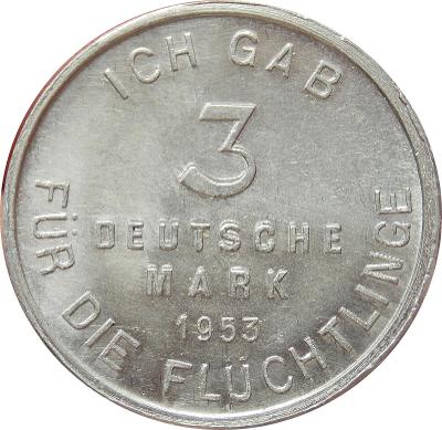 Nemecko 3 Mark 1953 Konrad Adenauer od 1 Kč!!
