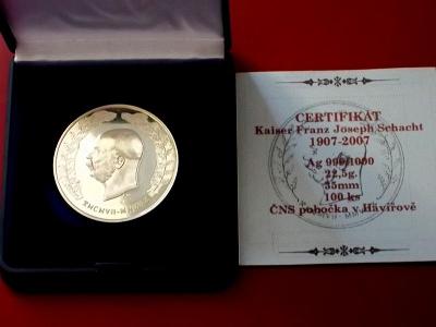 Stříbrná medaile Ukončení těžby Šachta František Josef I. ,etue