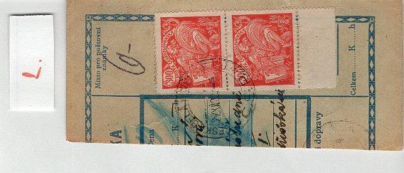 Ústřižky poštovních složenek - známky Hradčan