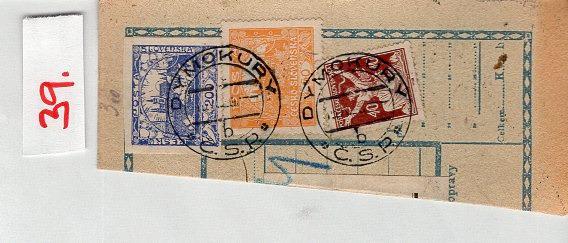 Ústřižky poštovních složenek - známky Hradčan
