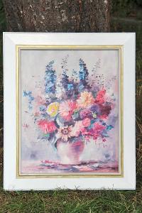 ‎Obraz olejomalba Karel Müller - Zátiší s květinami 