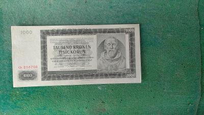 Bankovka 1000 korun 1942 perforovaná 