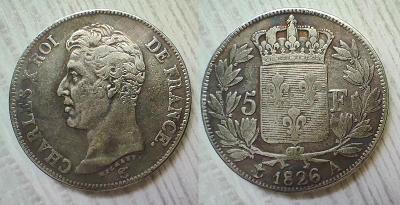 FRANCIE 5 francs 1826 Charles X kopie *42a
