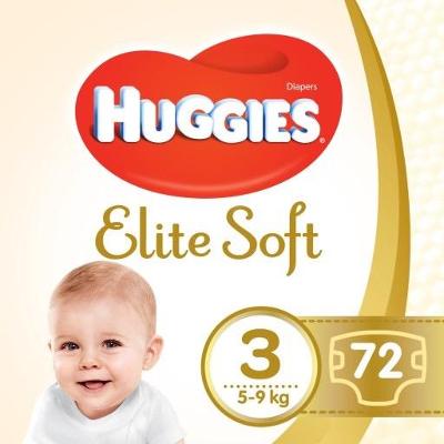 Huggies elite soft 3 5 - 9 kg 72 ks