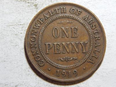 Austrálie 1 Penny 1919 (s tečkou) XF č38140