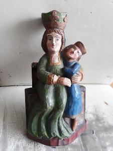 Drevěná soška pany Marie a Sv.ANNY