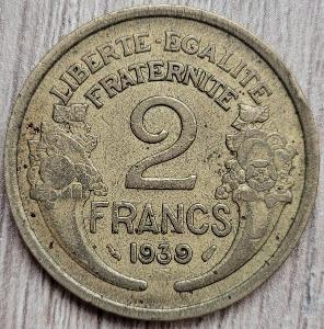 ✅Francie 2 franky 1939 Třetí republika (1870 - 1941)