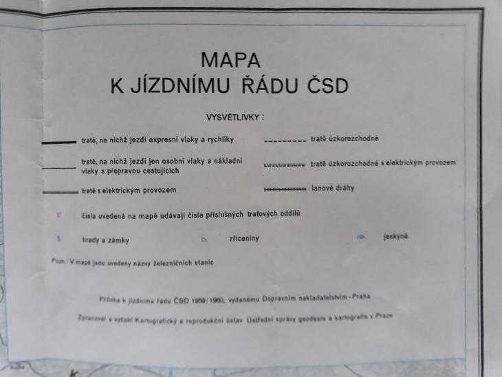 Mapa k jizdnimu řadu ČSĎ 1959 - undefined