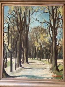 Galerijní Lavička ve stromovce - sig. Rudolf Kundera