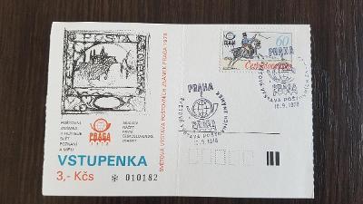 Vstupenka - Výstava poštovních známek Praha 1978 + známka + razítka