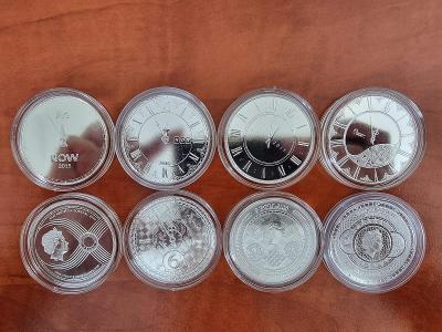 Série 8 stříbrných 1oz mincí a medailí Chronos 2015-2022