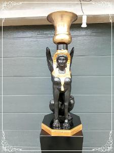 Top masivní dřevěná egyptská socha bohyně - Sfinga Č.1  