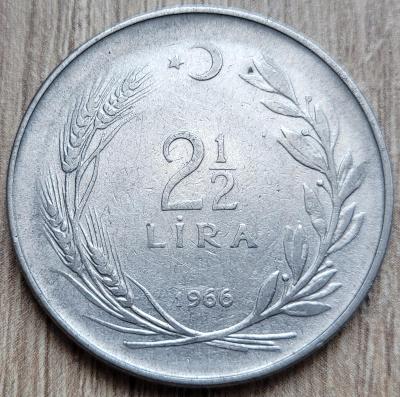 ✅Turecko 2½ liry 1966 - Turecká republika (1934 - 1980)