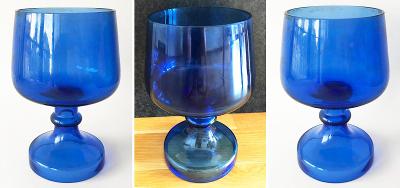 ! ! ! Starožitný krásný pohár / číše, modré barevné sklo ! ! ! !