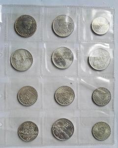 12 Slovenské stříbrné mince