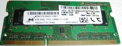 MICRON 4GB 1Rx8 PC3L-12800S-11-13-B2, DDR3, 1600 MHz