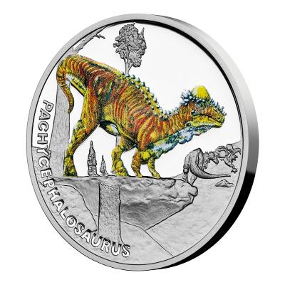 Stříbrná mince Pravěký svět - Pachycephalosaurus proof