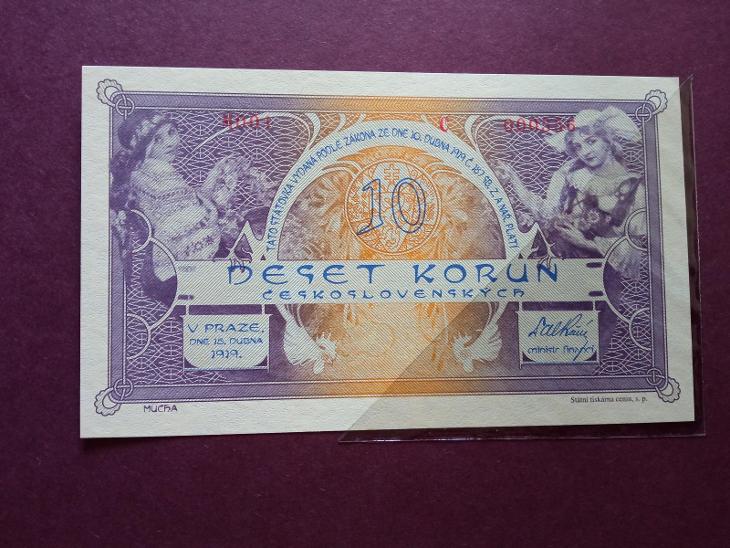 10 Kčs 1919 IVANČICE NEVYDANÝ NÁVRH A. MUCHY - Bankovky