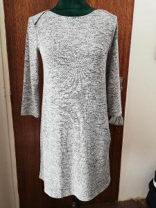 Jean Pascale-Krásné dámské pletené šaty s šedým melírem, XS/S.