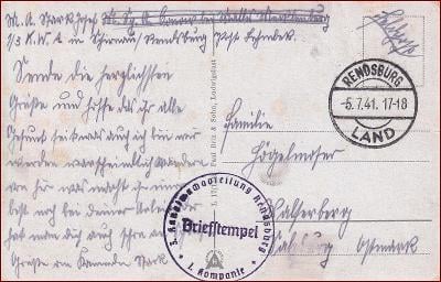Deutsches Reich 1941 * Rendsburg, Briefstempel, razítko WH * F066