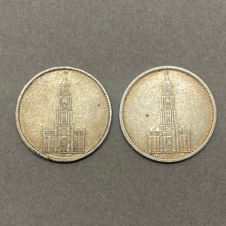 Lot (2ks) 5 mark: Potsdam, 1934 Německo - Třetí říše - Numismatika