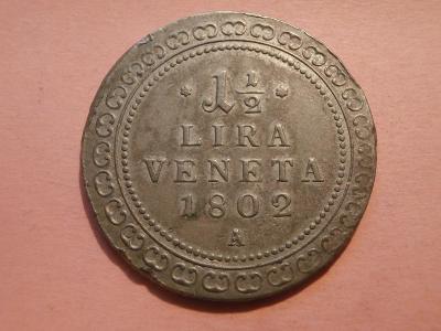 1 1/2 Lira Veneta 1802 A , František I. , pro Benátsko, VZÁCNÁ, STAV !