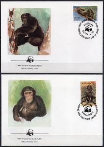 Sierra Leone-Šimpanzi WWF 1983*  Mi.713-716 / 11 € / 2 skeny