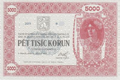 5000 korun 1919 / 2019  - jen 100 kusů 