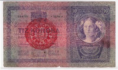 10 Kronen (Korona) 1904, série 3007, maďarské razítko MAGYARORSZÁG !